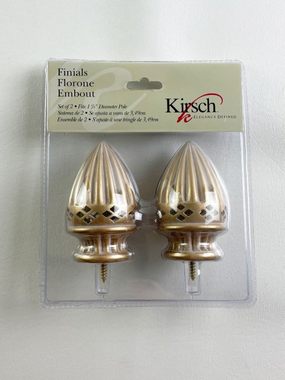 Kirsch Soft Gold Tulip Finials for 1 3/8" Diameter Pole (1 Pack / 2 Total)